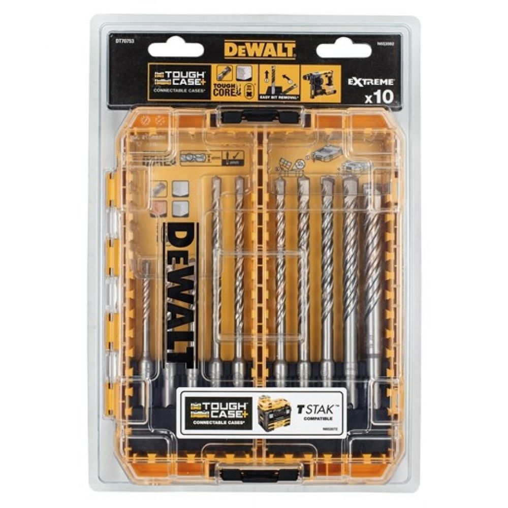 Набор буров в кейсе DEWALT DT70753, EXTREME SDS-plus 5-12мм, 10 предметов