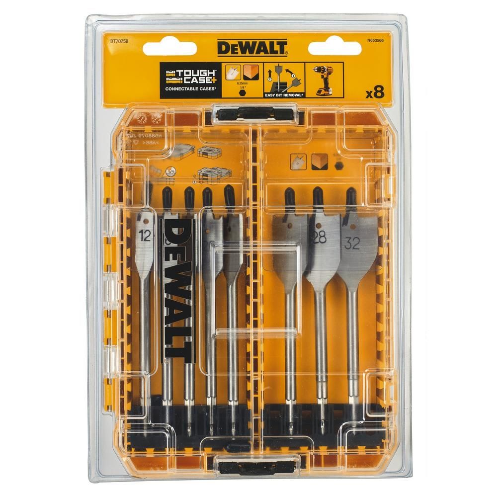 Набор перьевых сверл по дереву DEWALT DT70750,12-32мм, 8шт