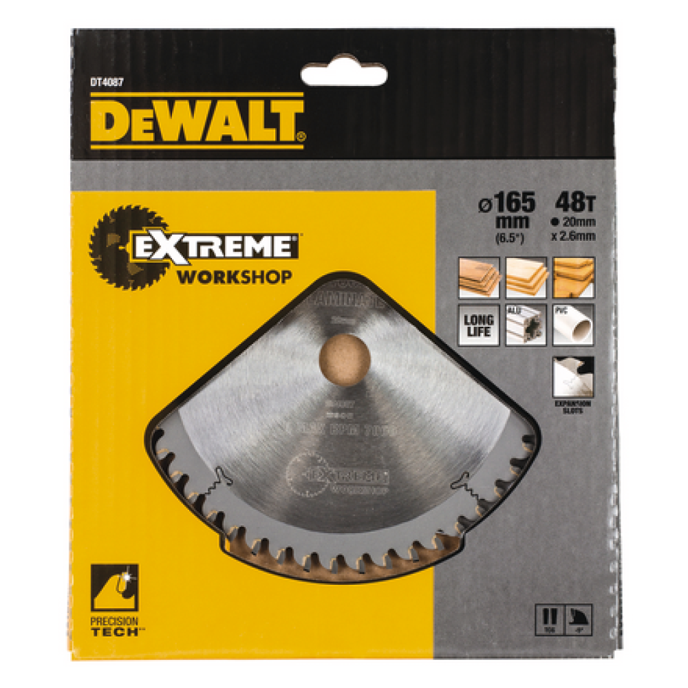 Пильный диск DEWALT EXTREME WORKSHOP DT4087, 165/20 мм.