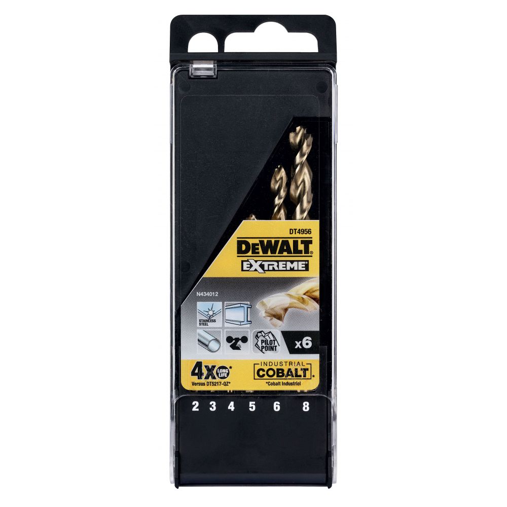 Набор сверл по металлу DEWALT DT4956, COBALT INDUSTRIAL 5%, (6 шт.) в пластиковой кассете