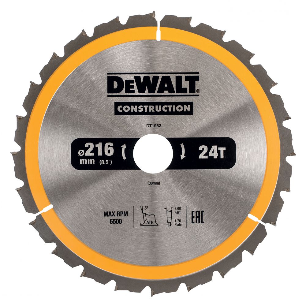 Пильный диск DEWALT CONSTRUCTION DT1952, 216/30 мм.