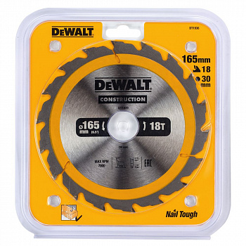 Пильный диск DEWALT CONSTRUCTION DT1936, 165/30 мм.