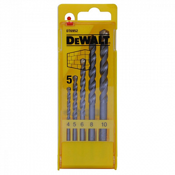 Набор DEWALT DT6952, сверла по бетону / кирпичу / камню для ударных дрелей 5 предметов