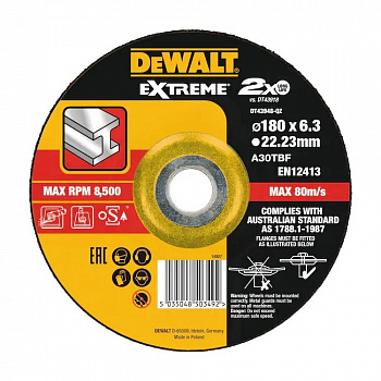Круг зачистной по металлу EXTREME 180x22.2x6.3 мм DEWALT DT43948-QZ